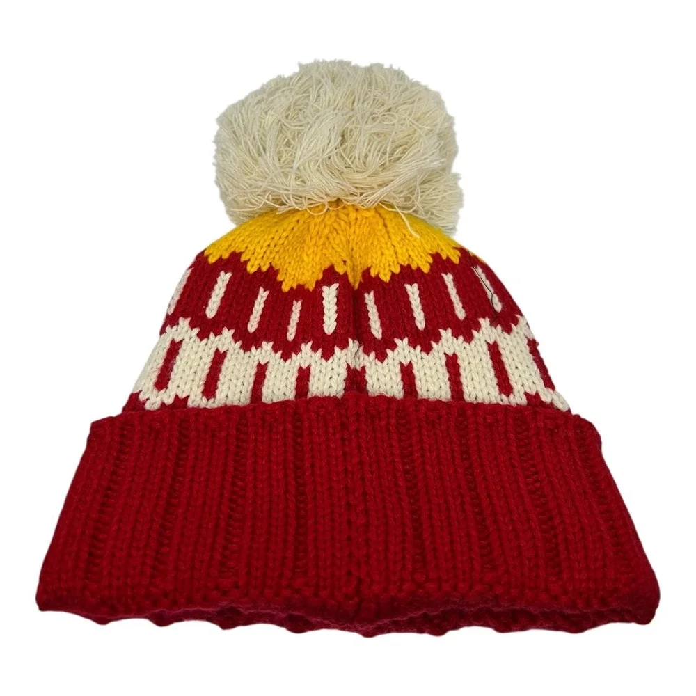 47 Brand NFL Kansas City Chiefs Red Yellow White Knit Pom‎ Beanie Hat OSFA NEW